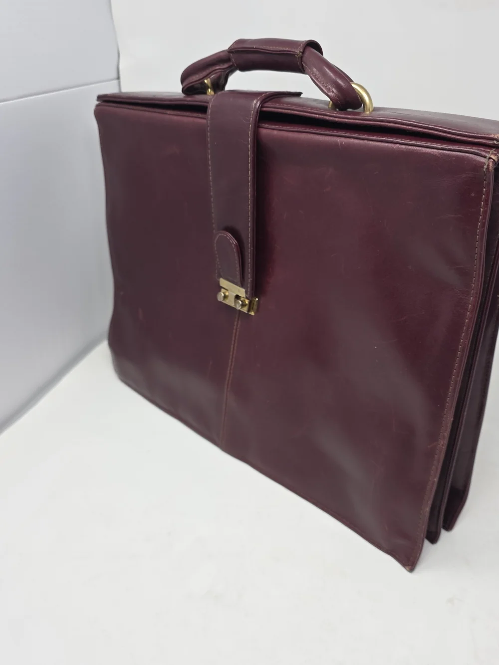 Men's Leather Briefcase in Deep Burgundy - Professional Work Bag